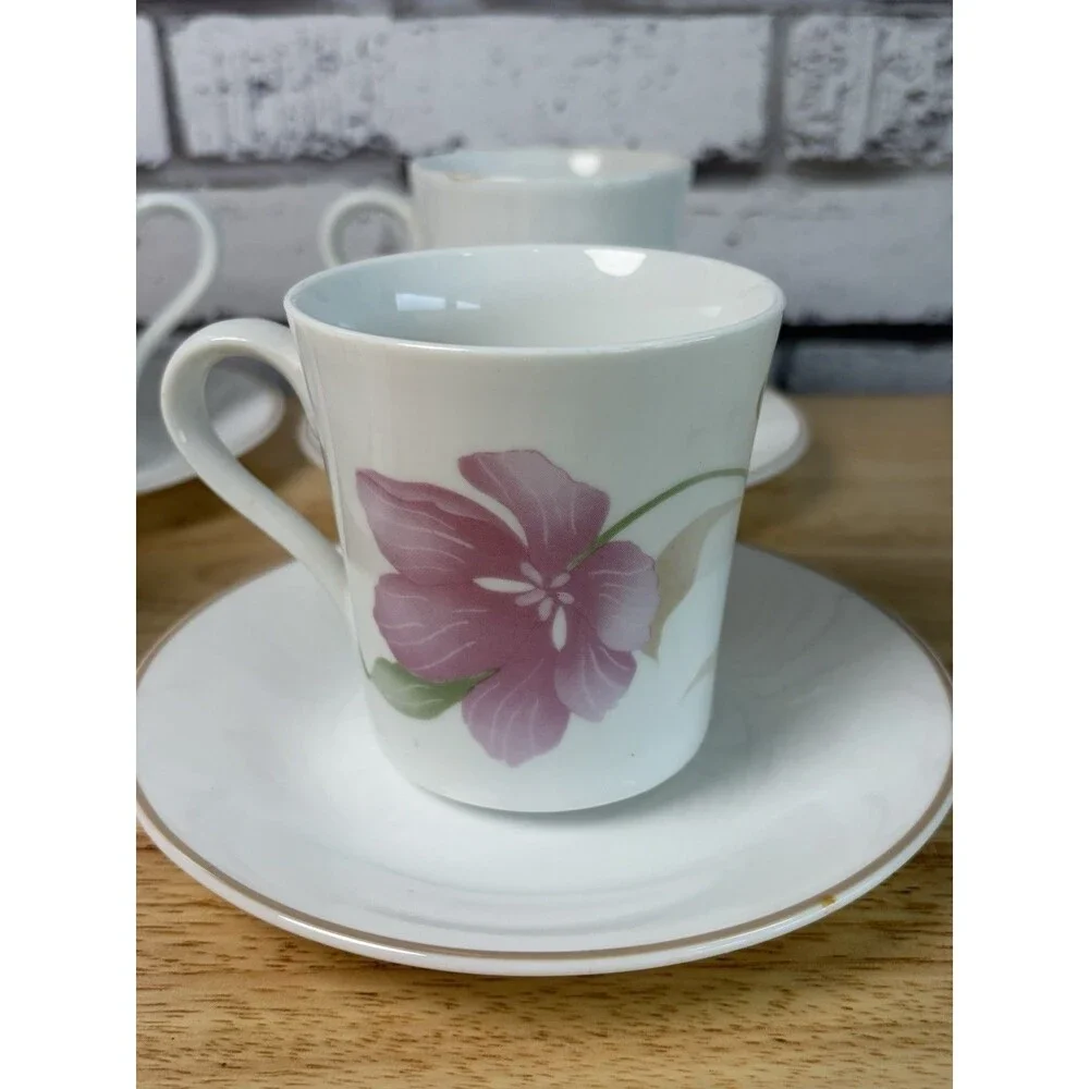 Corelle Corning PACIFICA Mugs And Saucer Set Of 4 Vintage
